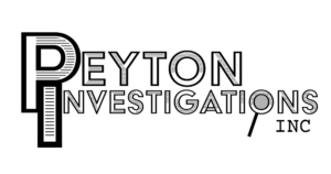 A black and white image of the peyton investigation logo.